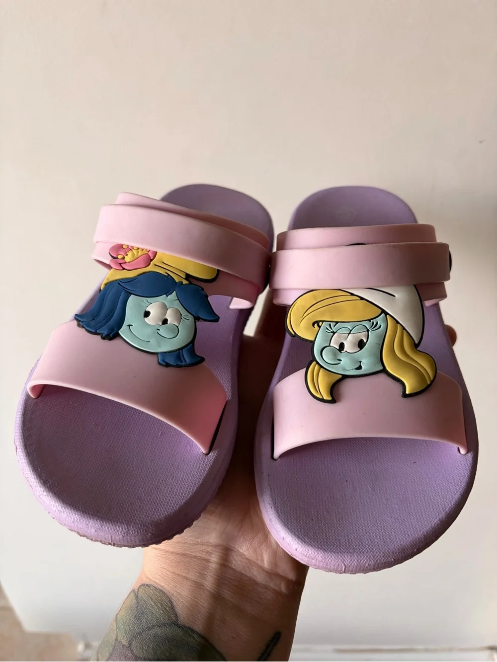 Girls' Pink Smurfette-Style Slide Sandals - Comfortable Kids Slides